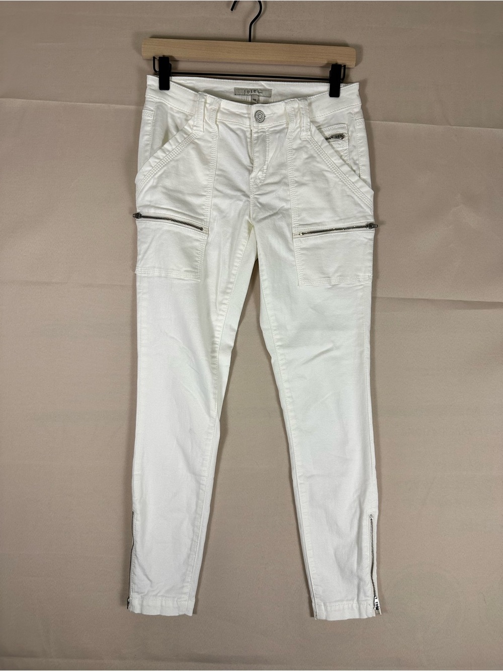 Joie Park Skinny White Cargo Pants Zip Pockets Size 26